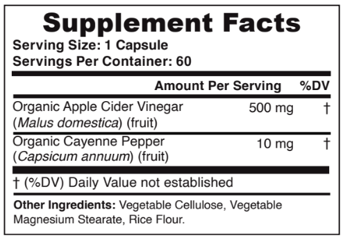 Apple Cider Vinegar Weight Loss Ingredients Label